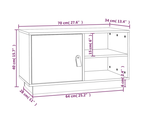 Mueble de TV de madera maciza de pino 70x34x40 cm