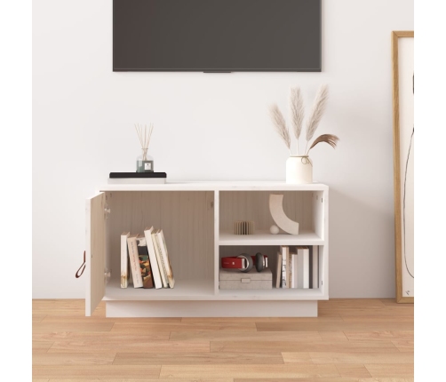 vidaXL Mueble de TV de madera maciza de pino blanco 70x34x40 cm