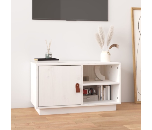 vidaXL Mueble de TV de madera maciza de pino blanco 70x34x40 cm