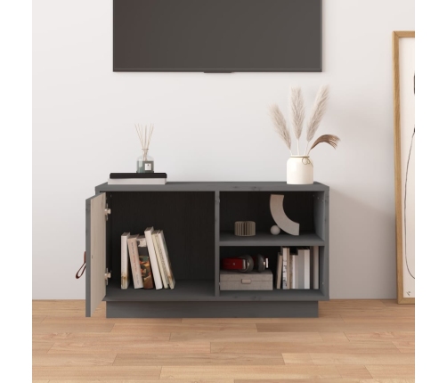 vidaXL Mueble de TV de madera maciza de pino gris 70x34x40 cm