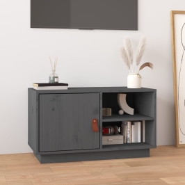 Mueble de TV de madera maciza de pino gris 70x34x40 cm