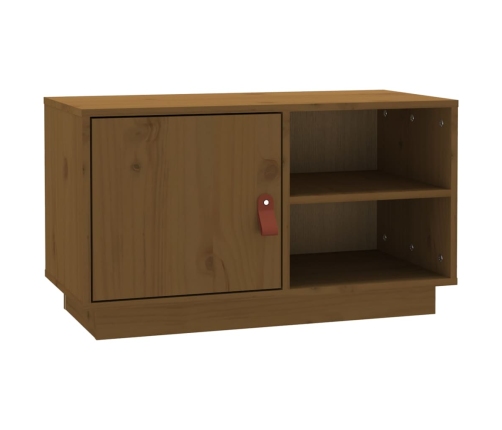 Mueble de TV madera maciza de pino marrón miel 70x34x40 cm