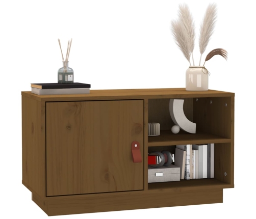 Mueble de TV madera maciza de pino marrón miel 70x34x40 cm