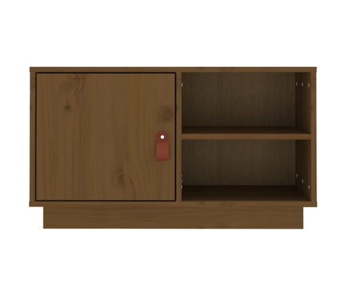 Mueble de TV madera maciza de pino marrón miel 70x34x40 cm