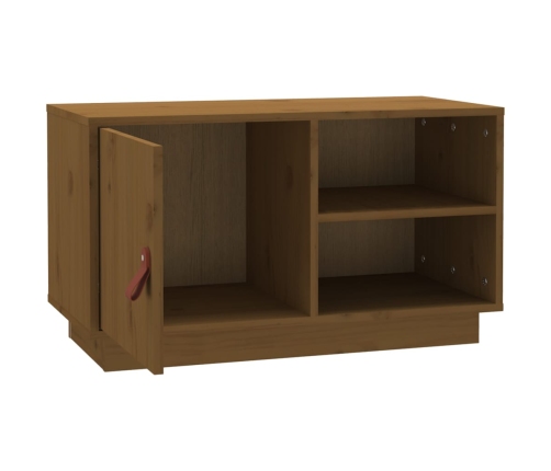 Mueble de TV madera maciza de pino marrón miel 70x34x40 cm