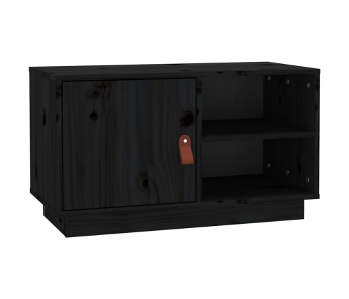 Mueble de TV de madera maciza de pino negro 70x34x40 cm