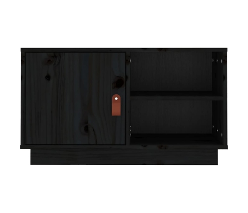 Mueble de TV de madera maciza de pino negro 70x34x40 cm