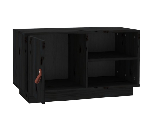 Mueble de TV de madera maciza de pino negro 70x34x40 cm