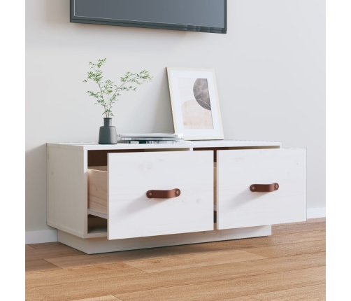 vidaXL Mueble de TV de madera maciza de pino blanco 80x34x35 cm