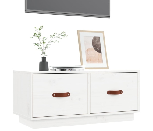 vidaXL Mueble de TV de madera maciza de pino blanco 80x34x35 cm