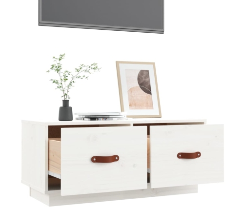 vidaXL Mueble de TV de madera maciza de pino blanco 80x34x35 cm