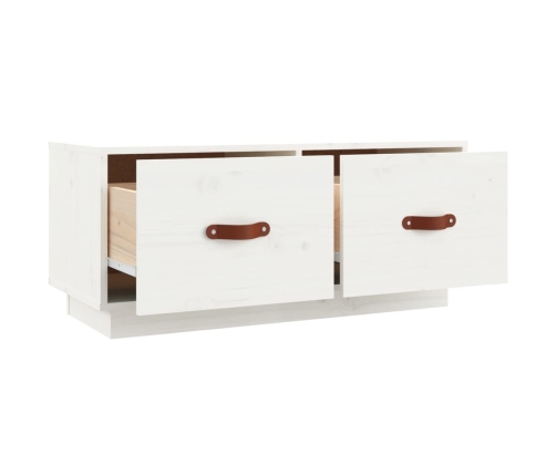 vidaXL Mueble de TV de madera maciza de pino blanco 80x34x35 cm