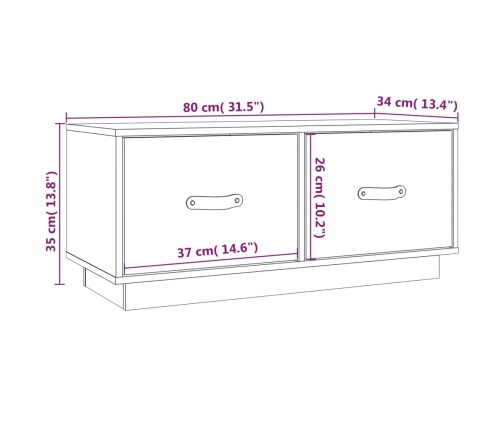 vidaXL Mueble de TV de madera maciza de pino blanco 80x34x35 cm