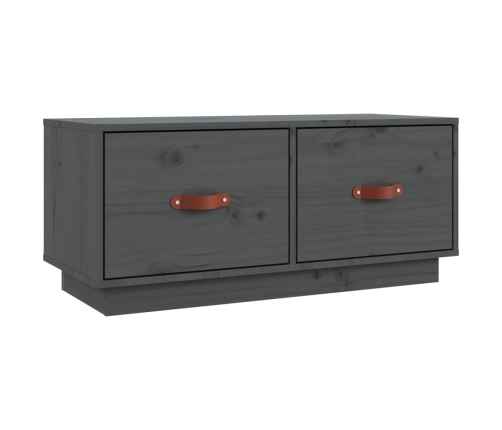 vidaXL Mueble de TV de madera maciza de pino gris 80x34x35 cm