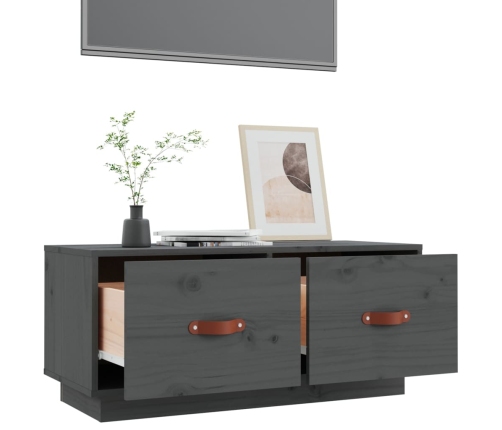 vidaXL Mueble de TV de madera maciza de pino gris 80x34x35 cm