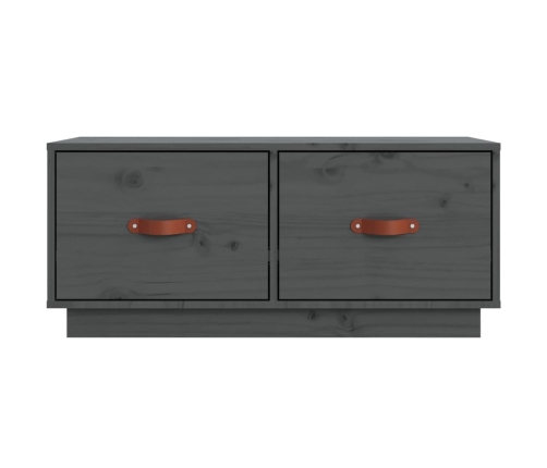 vidaXL Mueble de TV de madera maciza de pino gris 80x34x35 cm