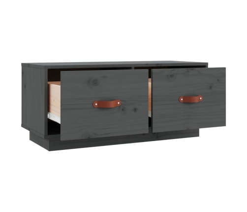 vidaXL Mueble de TV de madera maciza de pino gris 80x34x35 cm