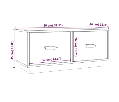 vidaXL Mueble de TV de madera maciza de pino gris 80x34x35 cm