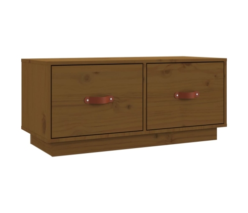 Mueble de TV madera maciza de pino marrón miel 80x34x35 cm