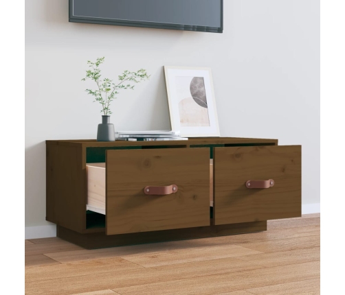 Mueble de TV madera maciza de pino marrón miel 80x34x35 cm