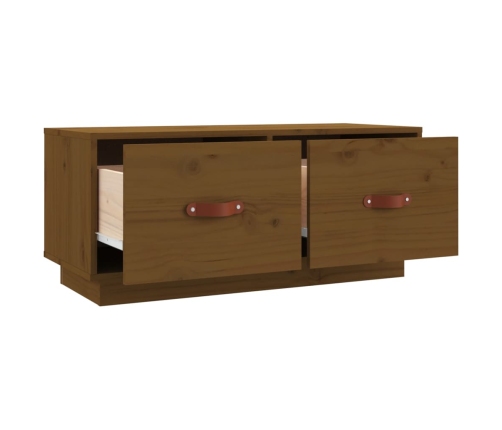 Mueble de TV madera maciza de pino marrón miel 80x34x35 cm