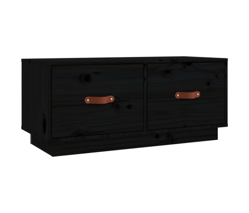 Mueble de TV de madera maciza de pino negro 80x34x35 cm