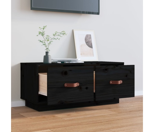 Mueble de TV de madera maciza de pino negro 80x34x35 cm