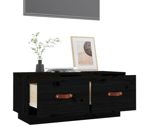 Mueble de TV de madera maciza de pino negro 80x34x35 cm