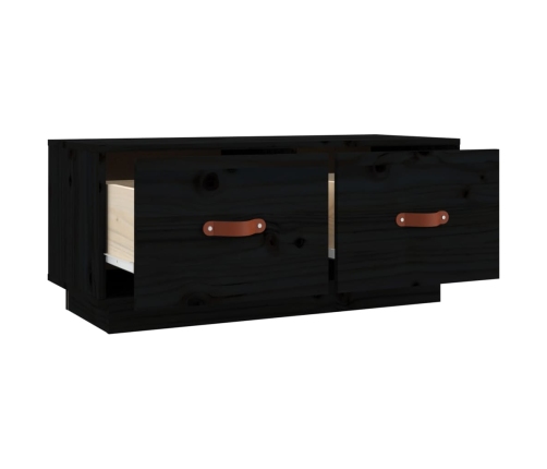 Mueble de TV de madera maciza de pino negro 80x34x35 cm