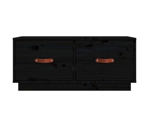 Mueble de TV de madera maciza de pino negro 80x34x35 cm