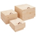 Cajas de almacenaje con tapa 3 piezas madera maciza pino