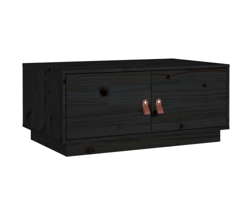 vidaXL Mesa de centro de madera maciza de pino negro 80x50x35 cm