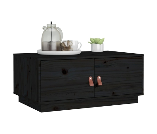 vidaXL Mesa de centro de madera maciza de pino negro 80x50x35 cm