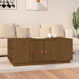 Mesa de centro madera maciza de pino marrón miel 100x50x41 cm