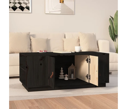 Mesa de centro de madera maciza de pino negro 100x50x41 cm