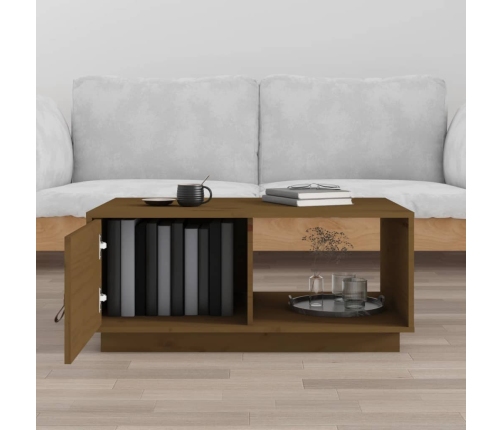 vidaXL Mesa de centro madera maciza de pino marrón miel 80x50x35,5 cm