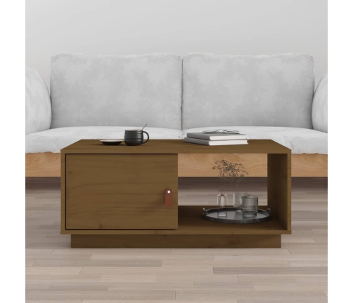 vidaXL Mesa de centro madera maciza de pino marrón miel 80x50x35,5 cm