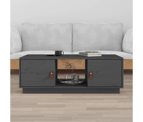 Mesa de centro de madera maciza de pino gris 100x50x35 cm