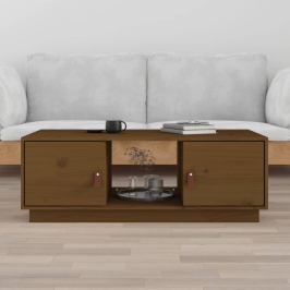 Mesa de centro madera maciza de pino marrón miel 100x50x35 cm