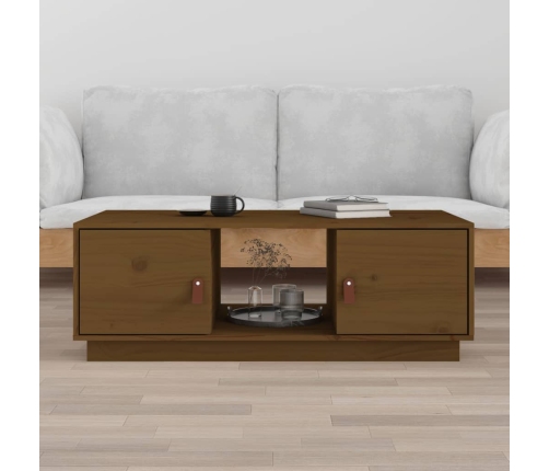 vidaXL Mesa de centro madera maciza de pino marrón miel 100x50x35 cm