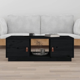 Mesa de centro de madera maciza de pino negro 100x50x35 cm