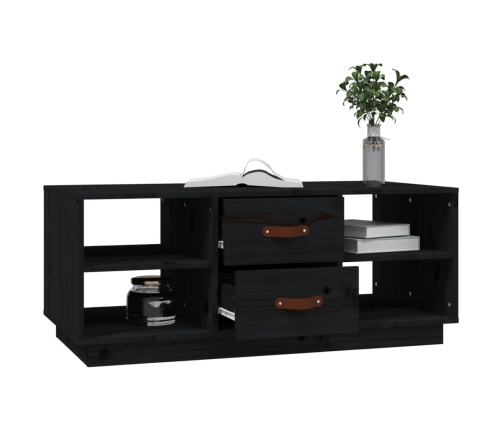 vidaXL Mesa de centro de madera maciza de pino negro 100x50x41 cm