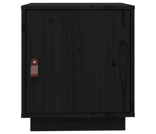 Mesita de noche madera maciza de pino negro 40x34x45 cm