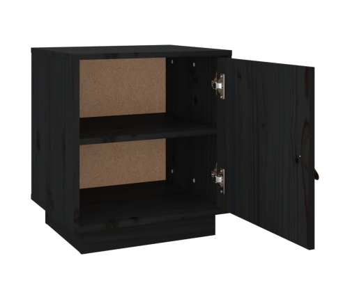 Mesita de noche madera maciza de pino negro 40x34x45 cm