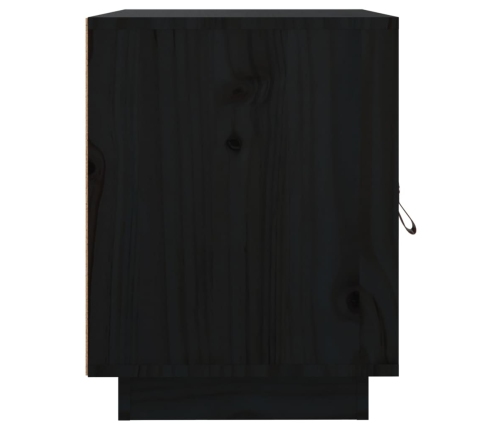 Mesita de noche madera maciza de pino negro 40x34x45 cm