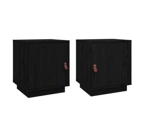 Mesitas de noche 2 uds madera maciza de pino negro 40x34x45 cm