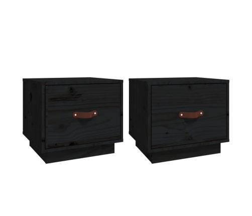 Mesitas de noche 2 uds madera maciza de pino negro 40x34x35 cm