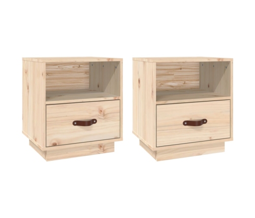 Mesitas de noche 2 uds madera maciza de pino 40x34x45 cm