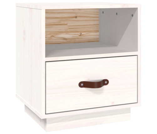 vidaXL Mesita de noche madera maciza de pino blanca 40x34x45 cm