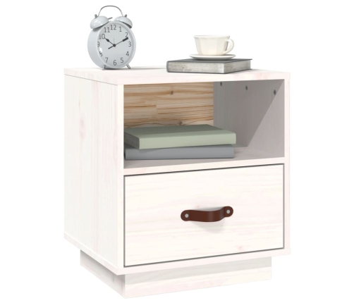 vidaXL Mesita de noche madera maciza de pino blanca 40x34x45 cm